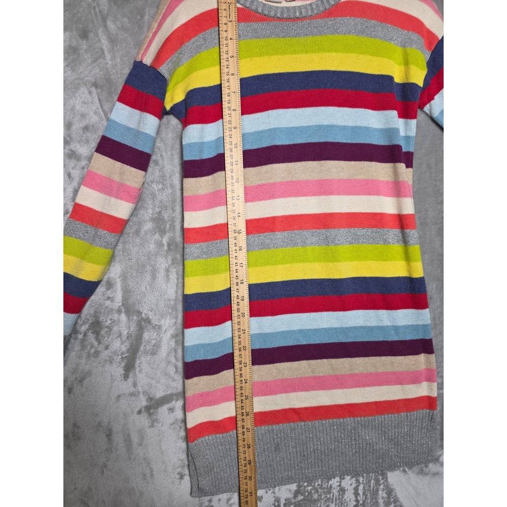 Gap Kids Girls XL 12 Rainbow Stripe Metallic Knit Long Sleeve Sweater DressMulti - Picture 5 of 7
